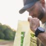 side pic of human and eagle bag
